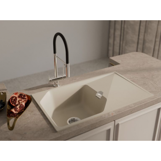 Мойка для кухни RIVELATO Locus 85 с крылом 850х500 мм кварцевая, beige scuro