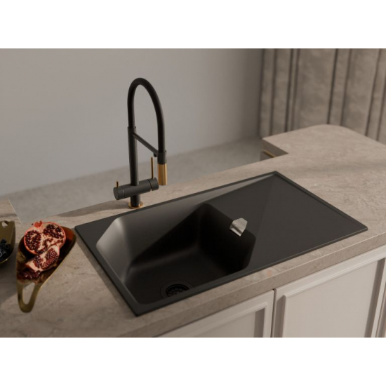 Мойка для кухни RIVELATO Locus 85 с крылом 850х500 мм кварцевая, nero