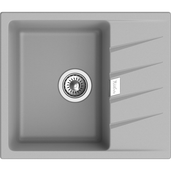 Мойка для кухни RIVELATO Raum 58 с крылом 580х500 мм кварцевая, grigio metallizzato