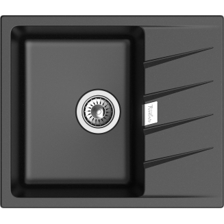 Мойка для кухни RIVELATO Raum 58 с крылом 580х500 мм кварцевая, nero
