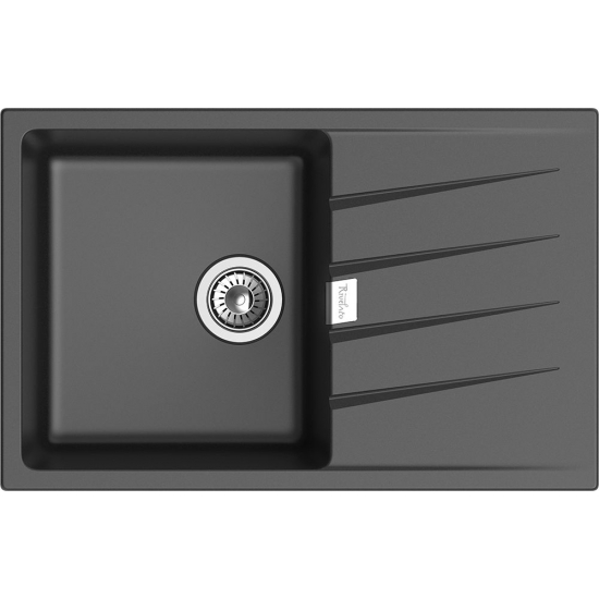 Мойка для кухни RIVELATO Raum 78 с крылом 780х500 мм кварцевая, antracite