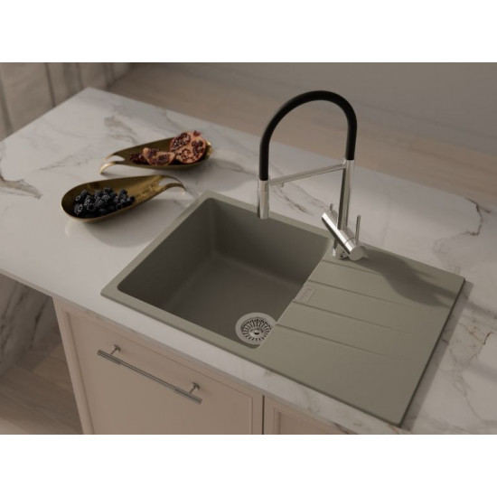 Мойка для кухни RIVELATO Raum 78 с крылом 780х500 мм кварцевая, topazio