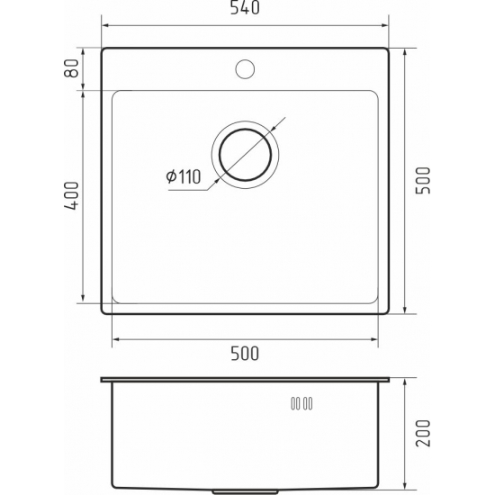 Мойка для кухни RIVELATO Rinox 5450 540х500x1 мм, PVD black