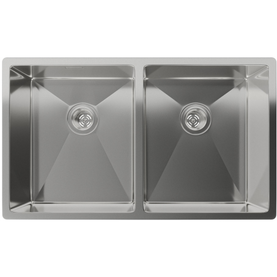 Мойка для кухни RIVELATO Rinox 7444 U2 740х440x1 мм, двухчашевая, сатин