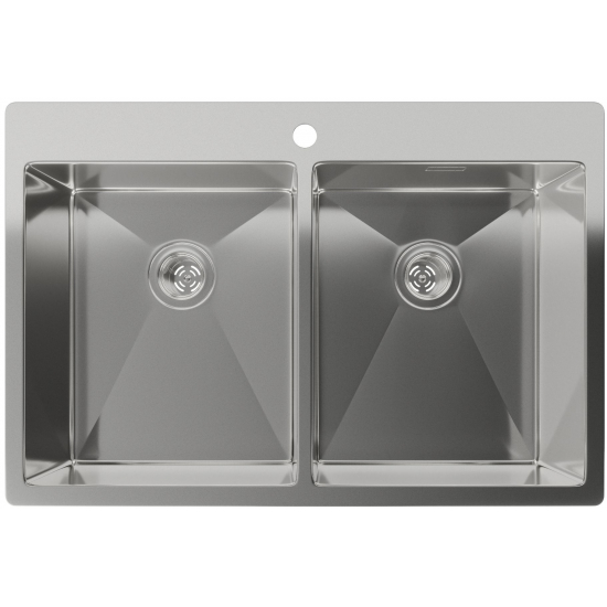 Мойка для кухни RIVELATO Rinox 7450 740х500x1 мм, двухчашевая, сатин