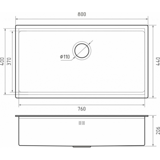 Мойка для кухни RIVELATO Rinox 8044 UN 800х440x1 мм, с коландером и ролл-матом, сатин