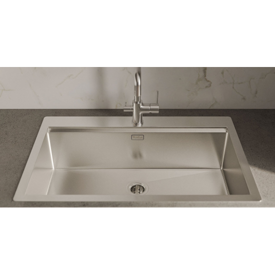 Мойка для кухни RIVELATO Rinox 8050 800х500x1 мм, с коландером и ролл-матом, сатин
