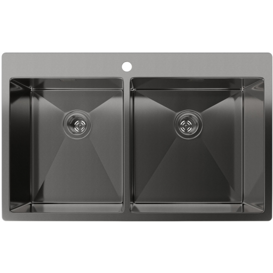 Мойка для кухни RIVELATO Rinox 8050B2 800х500x1 мм, двухчашевая, PVD black