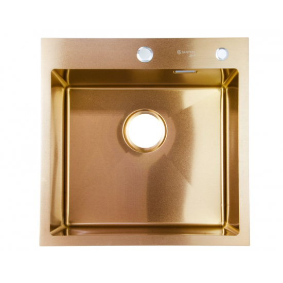 Мойка для кухни SANTREK AQUA PRO D5050HC 500х500x3 мм, с дозатором и коландером, бронза