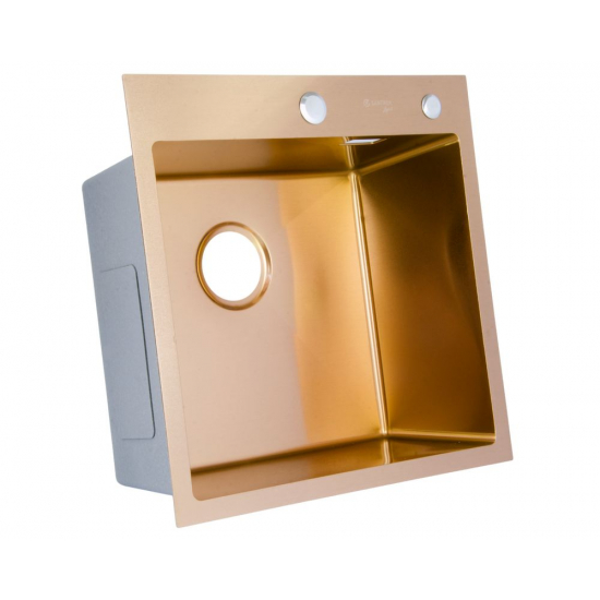 Мойка для кухни SANTREK AQUA PRO D5050HC 500х500x3 мм, с дозатором и коландером, бронза