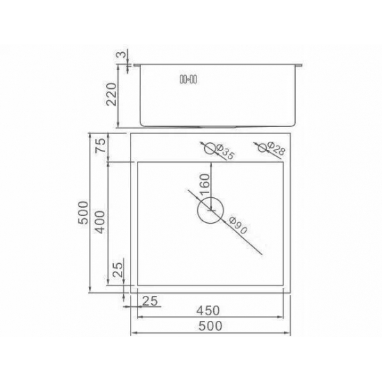 Мойка для кухни SANTREK AQUA PRO D5050HC 500х500x3 мм, с дозатором и коландером, бронза