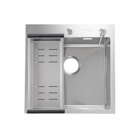 Мойка для кухни SANTREK AQUA PRO D5050HDS 500х500x3 мм, с дозатором и коландером, сатин ДЕКОР