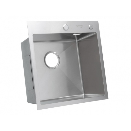 Мойка для кухни SANTREK AQUA PRO D5050HDS 500х500x3 мм, с дозатором и коландером, сатин ДЕКОР