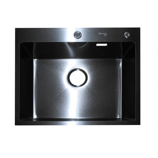 Мойка для кухни SANTREK AQUA PRO D6050HB 600х500x3 мм, с дозатором и коландером, графит