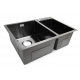 Мойка для кухни SANTREK AQUA PRO D6548HDB 650х480x3 мм двухчашевая, с дозатором и коландером, графит
