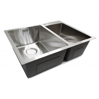 Мойка для кухни SANTREK AQUA PRO D6548HDS 650х480x3 мм двухчашевая, с дозатором и коландером, сатин