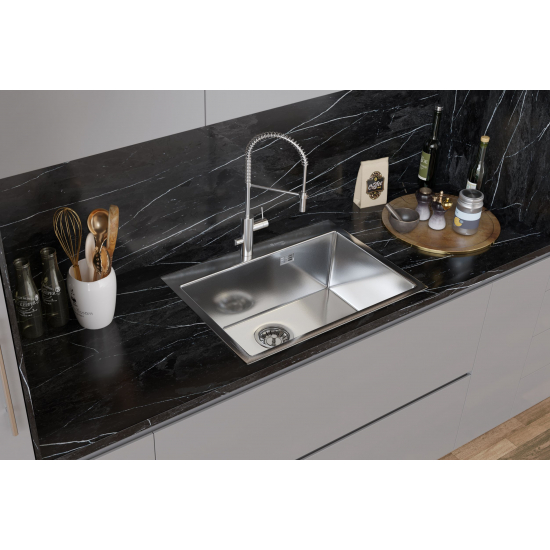 Мойка для кухни SANTREK AQUA PRO D6548HS 650х480x3 мм, с дозатором и коландером, сатин