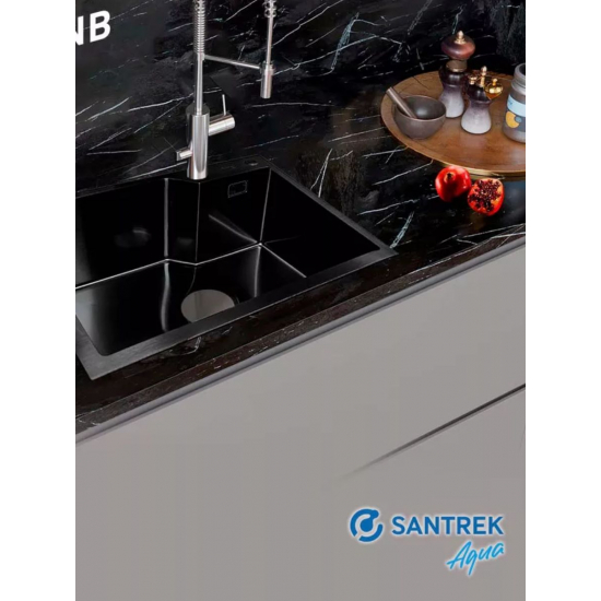 Мойка для кухни SANTREK AQUA PRO D6548NB 650х480x3 мм, с дозатором и коландером, графит