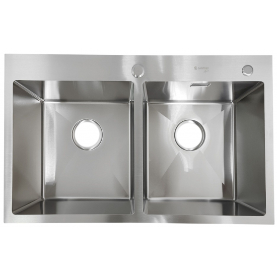Мойка для кухни SANTREK AQUA PRO D7848HDS 780х480x3 мм двухчашевая, с дозатором и коландером, сатин