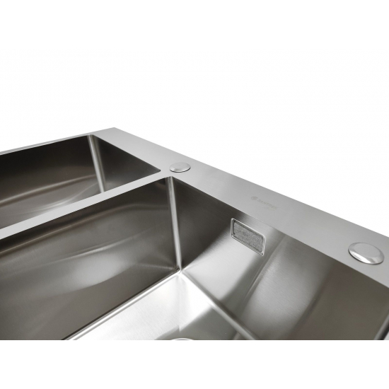 Мойка для кухни SANTREK AQUA PRO D7848HDS 780х480x3 мм двухчашевая, с дозатором и коландером, сатин