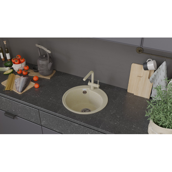 Мойка для кухни SANTREK AQUA PRO Round SA-R450 D=443 мм, песочный