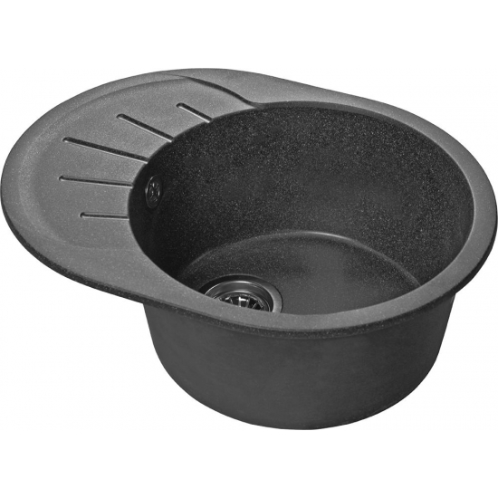 Мойка для кухни SANTREK AQUA PRO Round SA-R580L чаша+крыло 579х445 мм, графит