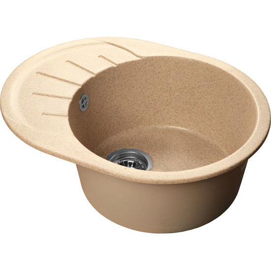 Мойка для кухни SANTREK AQUA PRO Round SA-R580L чаша+крыло 579х445 мм, песочный