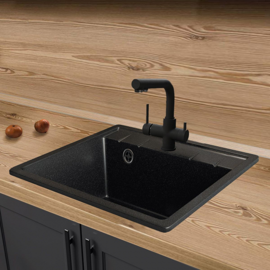 Мойка для кухни SANTREK AQUA PRO Square SA-S561 560х500 мм, чёрный