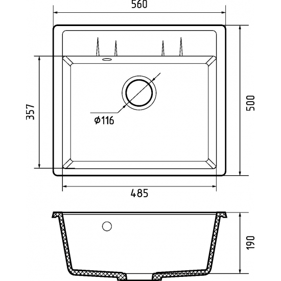 Мойка для кухни SANTREK AQUA PRO Square SA-S561 560х500 мм, песочный