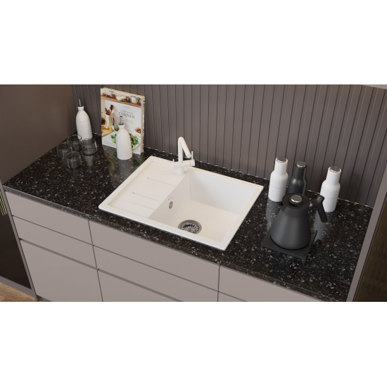 Мойка для кухни SANTREK AQUA PRO Square SA-S650L чаша+крыло 650х500 мм, иней