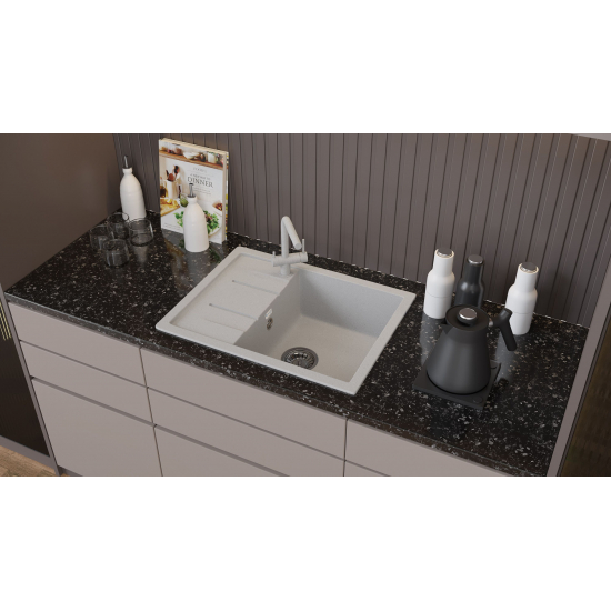 Мойка для кухни SANTREK AQUA PRO Square SA-S650L чаша+крыло 650х500 мм, серый