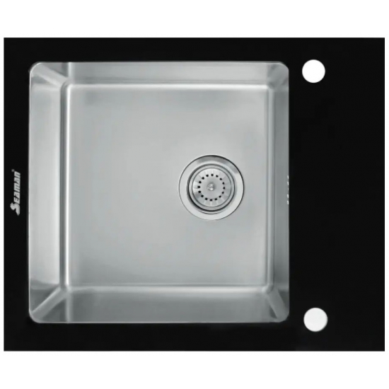 Мойка для кухни SEAMAN Eco Glass SMG-610 Black SS 610х500x1 мм, с клапан-автоматом