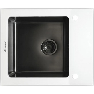 Мойка для кухни SEAMAN Eco Glass SMG-610 White Gun 610х500x1 мм, с клапан-автоматом