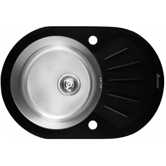 Мойка для кухни SEAMAN Eco Glass SMG-730 Black SS 730х500x1 мм, с клапан-автоматом