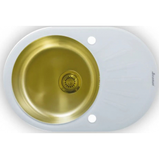 Мойка для кухни SEAMAN Eco Glass SMG-730 White Gold 730х500x1 мм, с клапан-автоматом