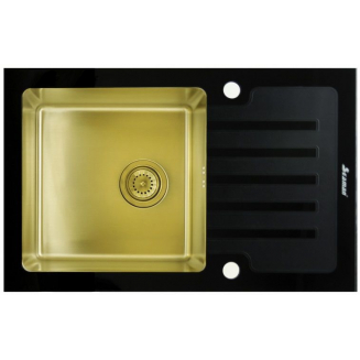 Мойка для кухни SEAMAN Eco Glass SMG-780 Black Gold 780х500x1 мм, с клапан-автоматом