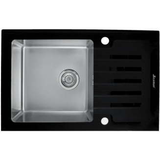 Мойка для кухни SEAMAN Eco Glass SMG-780 Black SS 780х500x1 мм, с клапан-автоматом