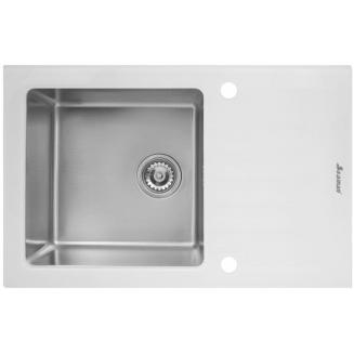 Мойка для кухни SEAMAN Eco Glass SMG-780 White SS 780х500x1 мм, с клапан-автоматом