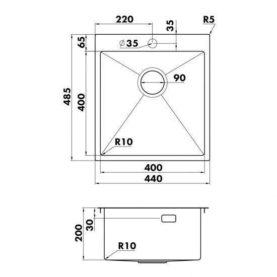 Мойка для кухни SEAMAN Eco Marino SMV-440 440х485x1,2 мм