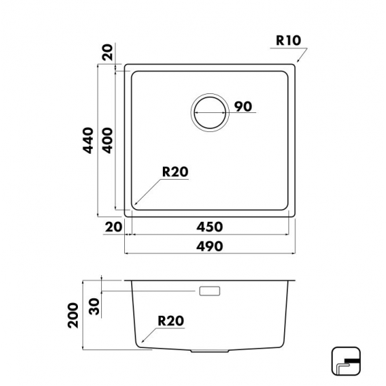 Мойка для кухни SEAMAN Eco Roma SMR-4944A 490х440x1 мм