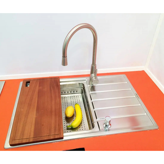 Мойка для кухни SEAMAN Eco Roma SMR-7850AK 780х500x1 мм, с клапан-автоматом и коландером