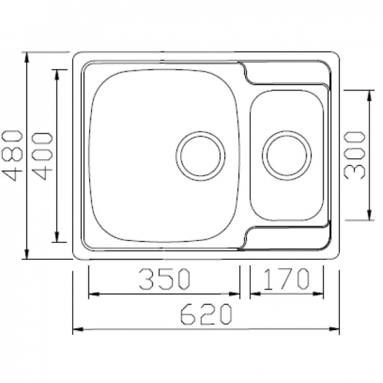 Мойка для кухни SEAMAN Eco Wien SWT-6248B двухчашевая 620х480x1 мм
