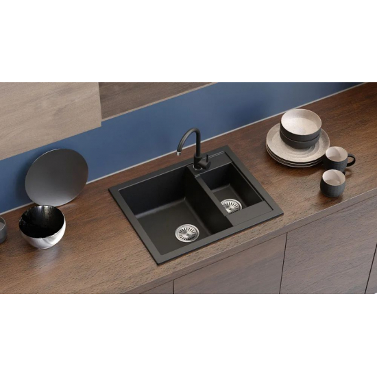 Мойка для кухни TOLERO Classic R-109 1.5 чаши 620х500 мм кварцевая, уголь