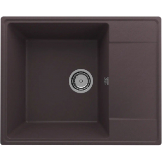 Мойка для кухни ULGRAN Quartz Prima 605 чаша+крыло 605х485 кварцевая, трюфель