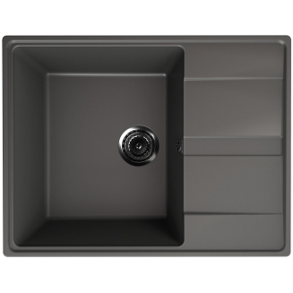 Мойка для кухни ULGRAN Quartz Prima 650 чаша+крыло 650х500 кварцевая, асфальт