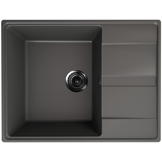 Мойка для кухни ULGRAN Quartz Prima 650 чаша+крыло 650х500 кварцевая, асфальт