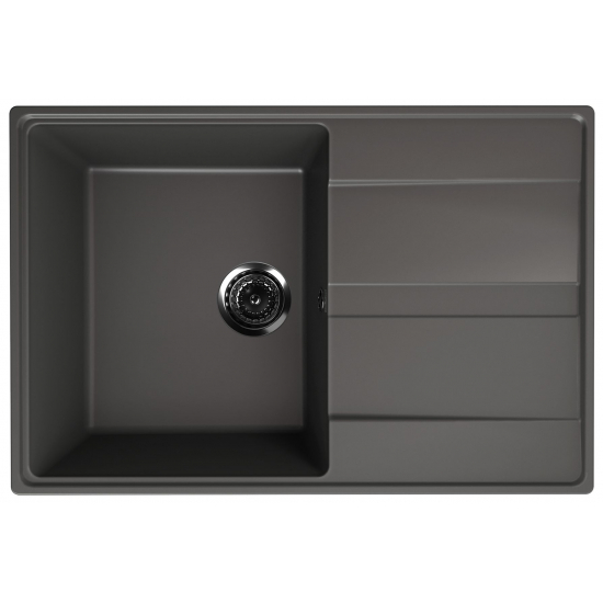 Мойка для кухни ULGRAN Quartz Prima 750 чаша+крыло 750х500 кварцевая, асфальт