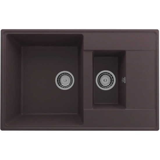 Мойка для кухни ULGRAN Quartz Prima 780 1,5K 1.5 чаши+крыло 780х500 кварцевая, трюфель