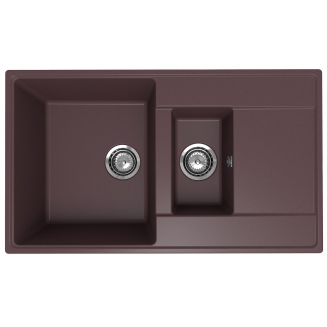 Мойка для кухни ULGRAN Quartz Prima 860 1,5K 1.5 чаши+крыло 860х500 кварцевая, трюфель