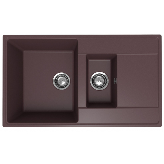 Мойка для кухни ULGRAN Quartz Prima 860 1,5K 1.5 чаши+крыло 860х500 кварцевая, трюфель